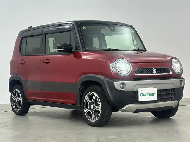 スズキ ハスラー X ターボ 愛知県 2014(平26)年 4.5万km フェニックスレッドパール/ブルーイッシュブラックパール スズキ純正メーカーオプションナビ/　　・CD/DVD/BT/フルセグ/バックカメラ/アイドリングストップ/ベンチシート/シートヒーター（運転席）/フルフラットシート/衝突軽減システム/横滑り防止機能/IC付ターボ/オートライト/純正15インチアルミホイール/スマートキー/スペアキー