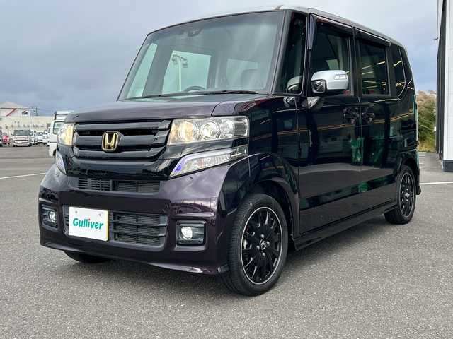 ホンダ Ｎ ＢＯＸ カスタム G ターボ Lパッケージ 鹿児島県 2016(平28)年 7.5万km プレミアムベルベットパープル・パール 純正ＳＤナビ/　　CD/DVD/BT/バックカメラ/両側パワースライドドア/クルコン/LEDヘッドライト/ハーフレザーシート/純正15インチAW/アイドリングストップ/スマートキー/純正ビルトインETC