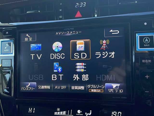 トヨタ ハリアー ハイブリッド プレミアム 福島県 2015(平27)年 11.1万km ホワイトパールクリスタルシャイン 4WD サンルーフ Blutooth バックカメラ 純正SDナビ フルセグTV ETC コーナーセンサー 車線逸脱警報 横滑り防止 純正LEDライト オートライト ドライブレコーダー前 純正モデリスタフルエアロ スペアキー　パワーバックドア