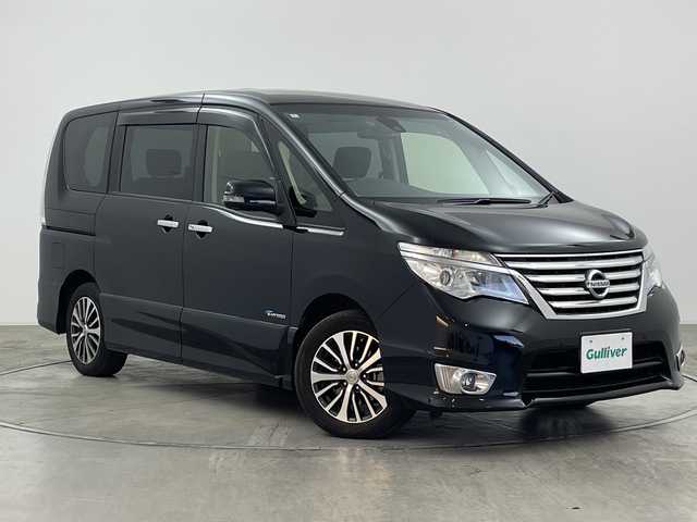 日産 セレナ HWS S HV Vセレ +SeftyⅡ 群馬県 2016(平28)年 5.5万km ダイヤモンドブラック 純正後席モニター　純正８型ナビ　全周囲カメラ　ドラレコ　ＥＴＣ　ＨＩＤ　両側電動スライドドア　　クルーズコントロール　レーンキープアシスト　衝突被害軽減システム　スマートキー　プッシュスタート　禁煙