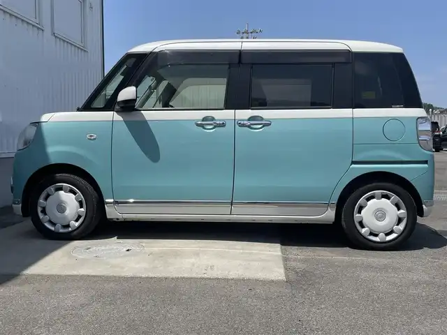ダイハツ ムーヴ キャンバス X LTD メイクアッフ SA Ⅱ 愛媛県 2017(平29)年 3万km パールホワイトⅢ/ファインミントメタリック 2トーン 純正メモリナビ/フルセグＴＶ/Bluetooth接続　/バックカメラ　/両側パワースライドドア　/スマートアシストII/ステアリングスイッチ　/オートライト　/フォグランプ　/コーナーセンサー　/サイドエアバック/純正フロアマット　/純正ドアバイザー　/スマートキー　/スペアキー　/保証書　/取扱説明書