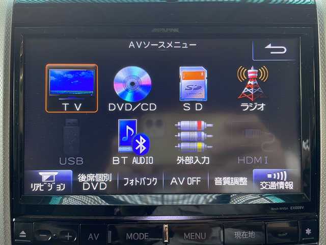 トヨタ アルファード 240S 大阪府 2013(平25)年 10万km ホワイトパールクリスタルシャイン ワンオーナー/社外9インチナビ/フルセグTV/DVD再生/Bluetoothオーディーオ/社外10.2インチ　フリップダウンモニター/両側パワースライドドア/サンルーフ/ETC/純正キセノンヘッドライト/スマートキー/スペアキー