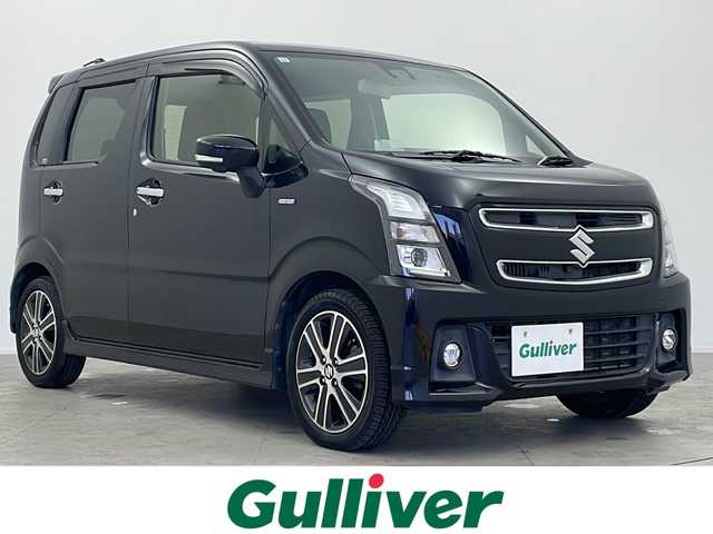 スズキ ワゴンＲ スティングレー HYBRID T 大阪府 2017(平29)年 6.7万km ブルーイッシュブラックパール3 ヘッドアップディスプレイ/純正ナビ(フルセグTV/AM/FM/CD/DVD/BT/USB/AUX/aha)/全方位カメラ(バック、サイド、フロント)/ETC/クルーズコントロール/横滑り防止装置/レーンキープアシスト/盗難防止装置/オートライト/オートマチックハイビーム/衝突被害軽減システム/アイドリングストップ/シートヒーター/ベンチシート/純正フロアマット/純正AW/スマートキー/保証書/取扱説明書