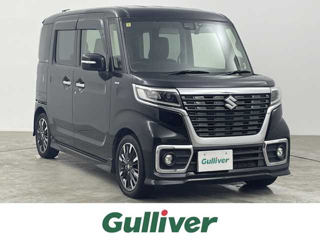 スズキ スペーシア カスタム HYBRID XS ターボ 大分県 2018(平30)年 7.2万km ブルーイッシュブラックパール3 純正SDナビ/両側パワースライドドア/オートクルーズコントロール/シートヒーター（運転席）/ハーフレザーシート/パドルシフト/オートエアコン/オートライト/LEDヘッドランプ/フォグランプ/横滑り防止装置/レーンキープアシスト/衝突被害軽減システム/純正フロアマット/純正15インチアルミホイール/スマートキー/ステアリングスイッチ/前方ドライブレコーダー