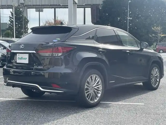 レクサス ＲＸ 450h バージョンL 千葉県 2020(令2)年 11.2万km グラファイトブラックガラスフレーク 純正ナビ(CD/DVD/BT/AUX/USB/TV/miracast)/パノラミックビューモニター/パワーシート/シートヒーター/シートベンチレーション(D/N)/ハンドルヒーター/革シート/パワーバックドア/HUD/LTA/BSM/PKSA/PKSB/RSA/パドルシフト/ビルトインETC(2.0)/純正フロアマット/AC100Vコンセント/クリアランスソナー/前方ドライブレコーダー/レーダークルーズコントロール