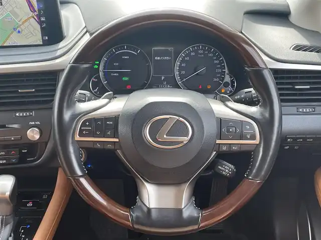 レクサス ＲＸ 450h バージョンL 千葉県 2020(令2)年 11.2万km グラファイトブラックガラスフレーク 純正ナビ(CD/DVD/BT/AUX/USB/TV/miracast)/パノラミックビューモニター/パワーシート/シートヒーター/シートベンチレーション(D/N)/ハンドルヒーター/革シート/パワーバックドア/HUD/LTA/BSM/PKSA/PKSB/RSA/パドルシフト/ビルトインETC(2.0)/純正フロアマット/AC100Vコンセント/クリアランスソナー/前方ドライブレコーダー/レーダークルーズコントロール