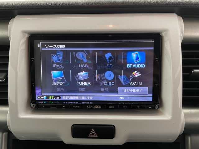 マツダ フレア クロスオーバー XS 長野県 2014(平26)年 6.7万km フェニックスレッドパール/ブラック 社外メモリナビ（型番：CA9K3）/（CD＆DVD＆SD＆USB）/バックカメラ/衝突被害軽減システム/盗難防止装置/ALPINE製フリップダウンモニター/LEDヘッドライト/フォグランプ/オートライト/シートヒーター（前席）/純正ドアバイザー/15インチ純正アルミホイール/純正フロアマット/オートエアコン/アイドリングストップ/スマートキー