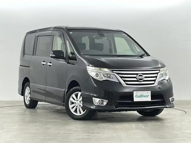 日産 セレナ ハイウェイスター Vエアロ+Safty 福島県 2016(平28)年 6.3万km ダイヤモンドブラック ４WD/エマージェンシーブレーキ/・ディスプレイ付自動防眩式ルームミラー/(ミラーにバックカメラ・アラウンドビューモニター)/・踏み間違い衝突防止アシスト/・フロント& バックソナー/・ふらつき警報/・衝突軽減ブレーキ/・レーンキープアシスト/社外ナビゲーション/・型式：CN-R330WD/・【Bluetooth/TV/AM・FM/CD/DVD】/・ETC/・前後ドライブレコーダー/純正フロアマット/ドアバイザー/LEDライト/・フォグライト/・オートライト/電動格納ウィンカーミラー/プッシュスタート/・スマートキー
