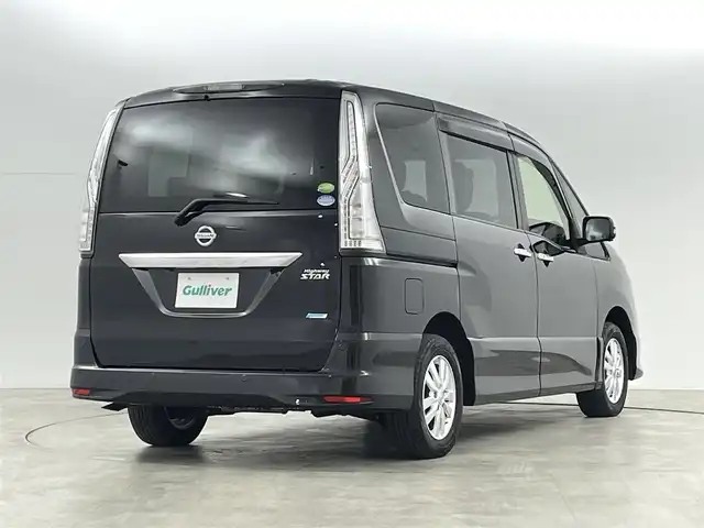 日産 セレナ ハイウェイスター Vエアロ+Safty 福島県 2016(平28)年 6.3万km ダイヤモンドブラック ４WD/エマージェンシーブレーキ/・ディスプレイ付自動防眩式ルームミラー/(ミラーにバックカメラ・アラウンドビューモニター)/・踏み間違い衝突防止アシスト/・フロント& バックソナー/・ふらつき警報/・衝突軽減ブレーキ/・レーンキープアシスト/社外ナビゲーション/・型式：CN-R330WD/・【Bluetooth/TV/AM・FM/CD/DVD】/・ETC/・前後ドライブレコーダー/純正フロアマット/ドアバイザー/LEDライト/・フォグライト/・オートライト/電動格納ウィンカーミラー/プッシュスタート/・スマートキー