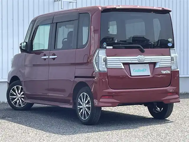 ダイハツ タント カスタム X トップED SAⅡ 熊本県 2016(平28)年 4.3万km ファイアークォーツレッドM 純正ナビ（NSZD-W66DE）/TV/BT/CD/DVD/SD/USB/AM/FM/フルセグTV/バックカメラ/衝突軽減ブレーキ/レーンキープアシスト/横滑り防止/盗難防止警報装置/ABS/後方コーナーセンサー/片側パワースライドドア/ハーフレザーシート/純正フロアマット/純正ドアバイザー/LEDヘッドライト/フォグライト/ステアリングリモコン/ウインカーミラー/電動格納ミラー/ロールサンシェード/プッシュスタート/アイドリングストップ