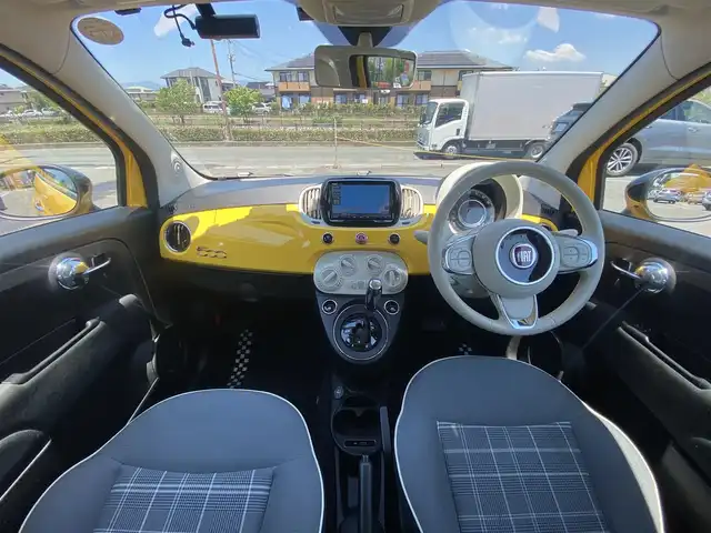 フィアット ５００ ミモザ 福岡県 2020(令2)年 3.6万km ジアッロ・ジネストラ ・クルーズコントロール/・社外SDナビ/USB/Bluetooth/CD/DVD/・バックカメラ/・社外前後ドライブレコーダー/・ワンセグ/・社外ETC/・社外14AW/・リモコンキー/・シートリフター
