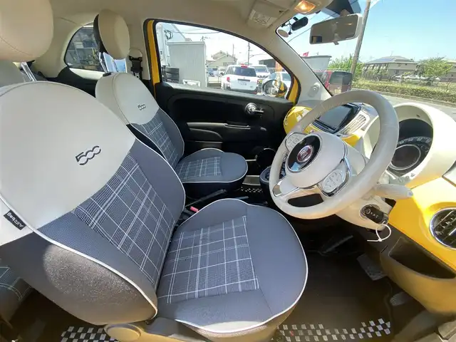 フィアット ５００ ミモザ 福岡県 2020(令2)年 3.6万km ジアッロ・ジネストラ ・クルーズコントロール/・社外SDナビ/USB/Bluetooth/CD/DVD/・バックカメラ/・社外前後ドライブレコーダー/・ワンセグ/・社外ETC/・社外14AW/・リモコンキー/・シートリフター