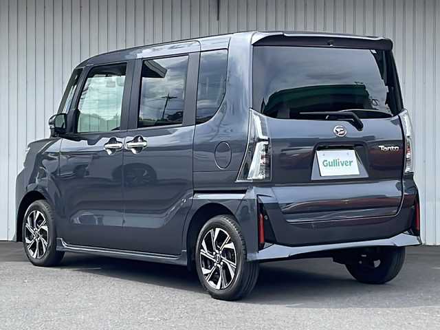 ダイハツ タント カスタム X 長野県 2023(令5)年 2.3万km クロムグレーメタリック 純正ディスプレイオーディオフルセグTV/両側パワースライドドア/ドライブレコーダー/ハーフレザーシート/シートヒーター /前後コーナーセンサー/純正１４インチアルミ/保証書/スペアキー