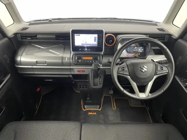 スズキ スペーシア ギア HYBRID XZターボ 埼玉県 2019(平31)年 3.2万km ブリスクブルーメタリック/ガンメタリック2トーンルーフ スズキセーフティサポート/　デュアルセンサーブレーキサポート/　車線逸脱警報/　ふらつき警報/　先行車発進お知らせ機能/社外メモリナビ（KXM-E503W）/　DTV CD DVD BT USB/両側パワースライドドア/バックカメラ/前席シートヒーター/ルーフレール/リヤサーキュレーター/ロールサンシェード/ESP（横滑り防止装置）/アイドリングストップ/エンジンスタートボタン/スマートキー/純正LEDライト＆フォグランプ/オートライト