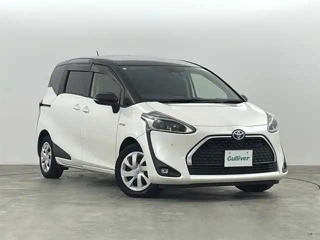 トヨタ シエンタ ハイブリッド G クエロ 福島県 2018(平30)年 4.1万km ヴィンテージブラウンパールクリスタルシャイン/ホワイトパールクリスタルシャイン トヨタセーフティセンス　/・衝突軽減ブレーキ　/・車線逸脱警報装置　/・オートハイビーム　/クリアランスソナー/純正９インチナビゲーション　/・型式：NSZT-Y68T/・TV/BT/CD/DVD/AM・FM/HDMI/・バックカメラ/・ETC/クルーズコントロール/前後ドライブレコーダー/両側パワースライドドア/革巻きステアリング/・ステアリングスイッチ/・ステアリングヒーター/シートヒーター/プッシュスタート/・スマートキー/LEDライト/・フォグライト/・オートライト/フロアマット/純正ドアバイザー/電装格納ミラー