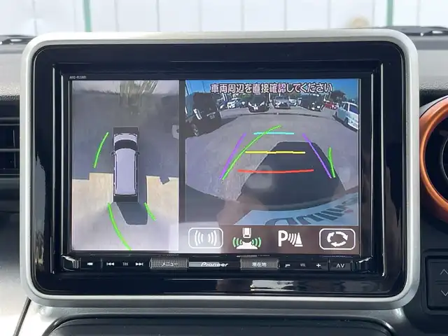 マツダ フレアワゴンタフスタイル ハイブリッドXT 山梨県 2019(令1)年 4.3万km ツールグリーンパールメタリック/ガンメタリック 社外SDナビ(AVIC-RLS901)/CD/DVD/BT/SD/フルセグTV/全方位カメラ/ETC/前後ドライブレコーダー/両側電動スライドドア/ルーフレール/前席シートヒーター/クルーズコントロール/スペアキー1本/取扱説明書/保証書