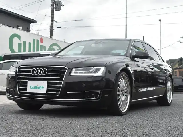 アウディ Ａ８ L 4．0 TFSI クワトロ 神奈川県 2014(平26)年 6.7万km 黒 純正ナビ/全方位カメラ/後席モニター/サンルーフ/レザーシート/パワーシート/エアーシート/シートヒーター/クルーズコントロール/社外２１インチAW/スマートキー/プッシュスタート