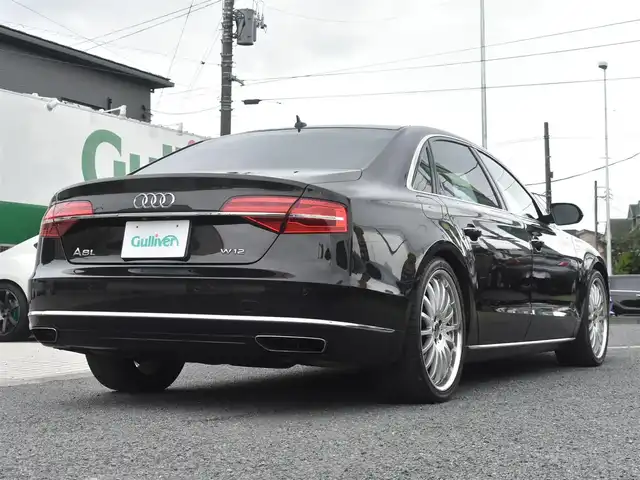 アウディ Ａ８ L 4．0 TFSI クワトロ 神奈川県 2014(平26)年 6.7万km 黒 純正ナビ/全方位カメラ/後席モニター/サンルーフ/レザーシート/パワーシート/エアーシート/シートヒーター/クルーズコントロール/社外２１インチAW/スマートキー/プッシュスタート