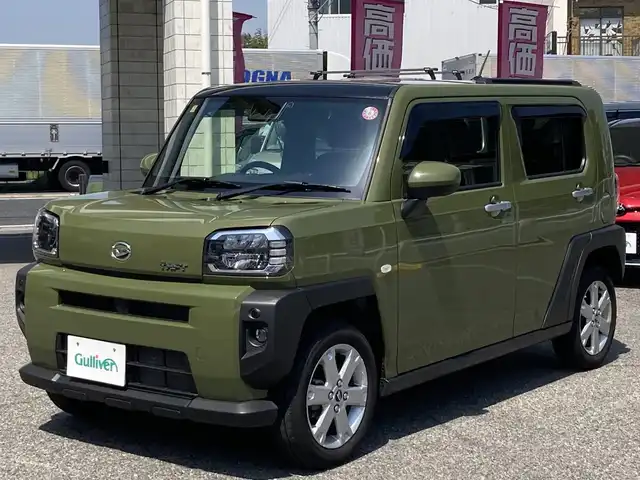 ダイハツ タフト G 兵庫県 2023(令5)年 1.7万km フォレストカーキメタリック ワンオーナー/社外ディスプレイオーディオ(FH-8500DVS)/CD/DVD/Bluetooth/FM/AM/バックカメラ/ETC/ガラスルーフ/衝突被害軽減ブレーキ/車線逸脱警報/先行車発進告知/ふらつき警報/ロードサインアシスト/LEDヘッドライト/フォグランプ/オートライト/前後クリアランスソナー/D/N シートヒーター/ステアリングスイッチ/プッシュスタート/電格ミラー/ルーフレール/革巻きステアリング/アイドリングストップ/横滑り防止装置/ISOFIX/ドアバイザー/フロアマット/スペアキー1本/新車時保証書/取扱説明書