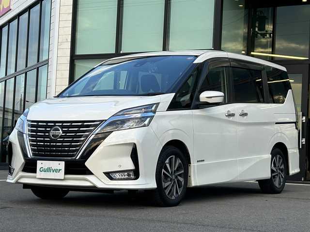 日産 セレナ ハイウェイスター V 愛媛県 2019(令1)年 10.7万km ブリリアントホワイトパール carrozzeria7型ナビ(ワンセグＴＶ/Bluetooth)/全周囲カメラ/両側電動スライド/プロパイロット/衝突被害軽減装置/車線逸脱防止装置/前後ドライブレコーダー/ブラインドスポットモニター/クリアランスソナー/パーキングアシスト/ETC2.0/電動パーキングブレーキ/LEDヘッドライト/オートライト/アイドリングストップ/現状サマー(純正AW)(195/60/R16)/DUNLOP ENASAVE RV505