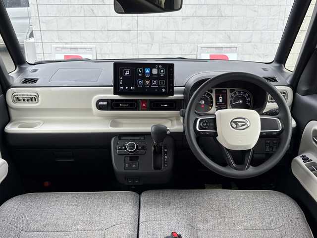 ダイハツ ムーヴ キャンバス ストライプス G 山口県 2023(令5)年 2.1万km シャイニングホワイトパール/スムーズグレーマイカメタリック 純正ナビ/9インチスマホ連携デイスプレイオーディオ/BT/HDMI/フルセグTV/両側パワースライド/前方ドライブレコーダー/衝突軽減ブレーキ/コーナーセンサー/フォグランプ/オートライト/オートホールド/保温機能付きカップホルダー/電動格納ミラー/純正フロアマット