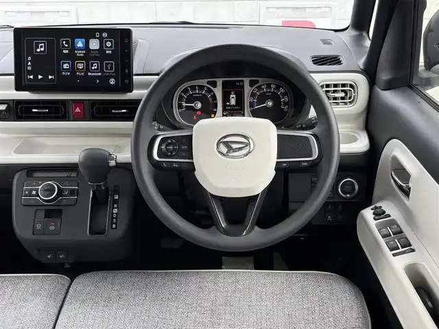 ダイハツ ムーヴ キャンバス ストライプス G 山口県 2023(令5)年 2.1万km シャイニングホワイトパール/スムーズグレーマイカメタリック 純正ナビ/9インチスマホ連携デイスプレイオーディオ/BT/HDMI/フルセグTV/両側パワースライド/前方ドライブレコーダー/衝突軽減ブレーキ/コーナーセンサー/フォグランプ/オートライト/オートホールド/保温機能付きカップホルダー/電動格納ミラー/純正フロアマット