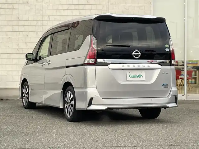 日産 セレナ ハイウェイスター 25thSP B 山口県 2017(平29)年 8万km ブリリアントシルバー ワンオーナー/純正9インチメモリーナビ/DVD/Blu-ray/AppleCarPlay/AndoidAuto/フルセグTV/バックカメラ/後席用フリップダウンモニター/両側パワースライドドア/車線逸脱警報/エマージェンシーブレーキ/プロパイロット/踏み間違え防止アシスト/車線逸脱防止支援システム/進入禁止標識認識機能/LEDオートヘッドライト/ナビ連動ドライブレコーダー/ETC