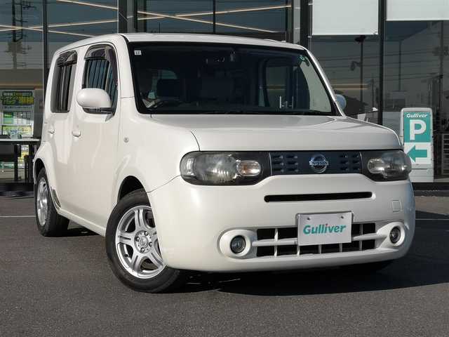日産 キューブ 15X Vセレクション 茨城県 2009(平21)年 10.1万km ホワイトパール 純正ナビ/【AM・FM・CD・DVD・TV・AUX・HDD】/Bカメラ/前方ドラレコ/オートライト/Fフォグ/ヘッドライトレベライザー/ハロゲンライト/オートエアコン/電格ミラー/ドアバイザー/純正フロアマット/純正アルミホイール/プッシュスタート/スマートキー