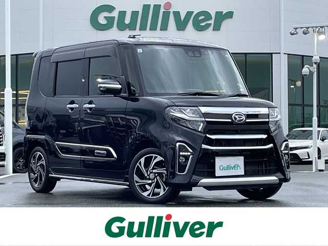 ダイハツ タント カスタム RS スタイルセレクション 佐賀県 2021(令3)年 3.1万km パールブラック 純正メモリーナビゲーション/・フルセグＴＶ/CD/DVD/SD/Bluetooth/パノラマモニター/前方ドライブレコーダー/ビルトインETC/TVキャンセラー/両側パワースライドドア/ハーフレザーシート/D席ロングスライドシート/D＋N席シートヒーター/後席用サイドサンシェード/ISOFIX対応/革巻きステアリング/ステアリングリモコン/純正15インチアルミホイール/純正LEDヘッドライト/純正LEDフォグランプ/純正フロアマット/純正ドアバイザ―/新車保証書/取扱説明書/スペアキー１本/スマートアシスト/・レーダークルーズコントロール/・車線逸脱警報機能/・先行車発進お知らせ機能/・衝突被害軽減ブレーキ/・クリアランスソナー/・標識認識機能