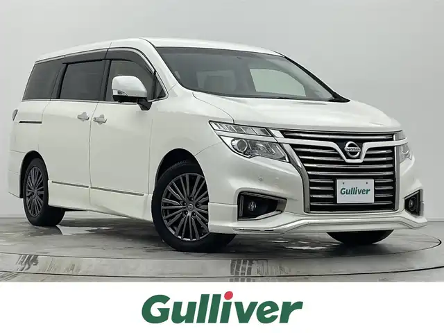 日産 エルグランド 250HWS S アーバンクロム ホワイトレザー 宮城県 2016(平28)年 6.8万km ブリリアントホワイトパール 両側パワースライドドア/電動リアゲート/純正ナビ/(AM/FM/TV/AUX/CD/DVD)/フリップダウンモニター/全方位カメラ/ETC/クルーズコントロール/ホワイトレザーシート/パワーシート/シートメモリー/シートヒーター/プッシュスタート/スマートキー/スペアキー/オートライト/LEDヘッドライト/フォグランプ/純正18インチアルミホイール/禁煙車