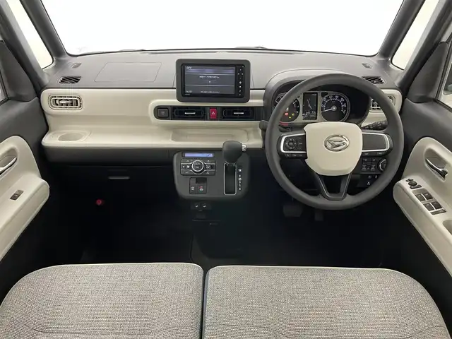 ダイハツ ムーヴ キャンバス ストライプス G 愛知県 2024(令6)年 0.3万km シャイニングホワイトパール/ファインミントメタリック 純正ナビ　全方位カメラ　禁煙車　フルセグＴＶ　Ｂｌｕｅｔｏｏｔｈ　シートヒーター　ドリンクホルダーヒーター　両側パワスラ　スマアシIII　衝突軽減装置　コーナーセンサー　ＬＥＤオートライト　電動パーキング　