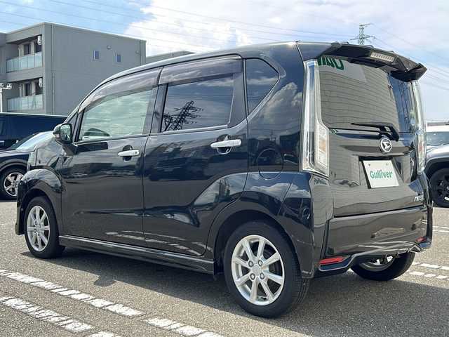 ダイハツ ムーヴ カスタム X 石川県 2018(平30)年 6.2万km ブラックマイカメタリック ワンオーナー/4WD/ケンウッドナビ(BT/AM/FM)/ワンセグTV/アイドリングストップ/ビークルスタビリティコントロール/ウィンカー付電動オート格納ドアミラー/LEDヘッドランプ/オートライト/オートエアコン/ステアリングスイッチ/運転席シートヒーター/純正ラバーフロアマット/純正ドアバイザー/純正14インチアルミホイール/キーフリーシステム/プッシュボタンスタート