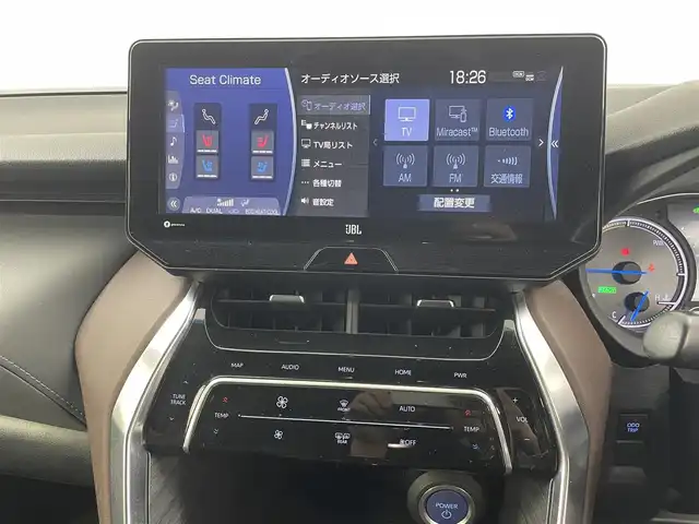 トヨタ ハリアー ハイブリッド Z レザーパッケージ 熊本県 2020(令2)年 5.5万km プレシャスブラックパール 禁煙車/純正ナビ（BT/USB/AUX/AM/FM）/・フルセグTV/バックカメラ/・全方位カメラ/ビルトインETC２．０/調光パノラマルーフ/JBLプレミアムサウンド/モデリスタエアロ（フロント・サイド・リア）/パワーバックドア/トヨタセーフティーセンス/D/Nシートヒーター、クーラー、パワーシート/・D席シートメモリー/本革巻きステアリング/・ステアリングヒーター/・ステアリングリモコン/・オートクルーズコントロール/デジタルインナーミラー/電子パーキングブレーキ/・オートブレーキホールド/純正AW/純正ドアバイザー/純正フロアマット/プッシュスタート/・スマートキー/・スペアキー×１