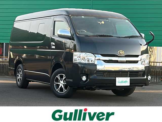 トヨタ ハイエース GL ロング 茨城県 2018(平30)年 2.4万km ブラックマイカ ワンオーナー/４WD/ロングミドルルーフ/純正ナビゲーション/CD/DVD/Bluetooth/フルセグTV/バックカメラ/横滑り防止装置/レーンキープアシスト/プッシュスタート/スマートキー/ETC/片側パワースライドドア/オートライト/オートマチックハイビーム/LEDヘッドライト/保証書、取扱説明書