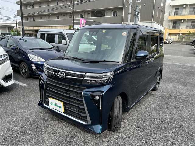 ダイハツ タント カスタム X 大阪府 2023(令5)年 0.2万km レーザーブルークリスタルシャイン スマートアシスト/・衝突回避支援ブレーキ機能(対車両・対歩行者［昼夜］）/・衝突警報機能(対車両・対歩行者［昼夜］)/・ブレーキ制御付誤発進抑制機能(前方・後方)/・車線逸脱抑制制御機能/・車線逸脱警報機能/・路側逸脱警報機能/・ふらつき警報/・先行車発進お知らせ機能/・標識認識機能（進入禁止/最高速度/一時停止)/・AHB(オートハイビーム)/・ADB(アダプティブドライビングビーム)/・サイドビューランプ/ダイハツ純正ナビ/・CD/DVD/・Bluetooth/・バックカメラ/・ステアリングスイッチ（オーディオ操作用/ハンズフリー通話用）/ダイハツ純正14インチアルミホイール/クルーズコントロール/両側パワースライドドア/LEDヘッドライト/前席シートヒーター/ビルトインETC/アイドリングストップ/純正マット/ワンオーナー/新車保証書/取扱説明書