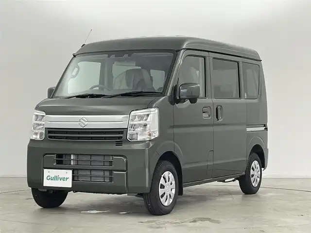 スズキ エブリイ JOINターボ 群馬県 2024(令6)年 0.1千km クールカーキPM 届出済未使用車（登録時走行距離：9Km）/純正7インチディスプレイオーディオ/・バックカメラ/・Bluetooth/AM/FM/USB/AppleCarPlay/AndroidAuto/運転席シートヒーター/両側パワースライドドア/アイドリングストップ/レーンキープアシスト/4WD/プリクラッシュセーフティシステム/LEDヘッドランプ/プッシュスタート/オートエアコン