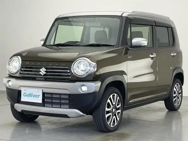 スズキ ハスラー Jスタイル Ⅲ 愛知県 2018(平30)年 4.6万km ブレイブカーキパール/スチールシルバー 純正ナビ　シートヒーター　禁煙　茶ハーフレザー　ＥＴＣ　フルセグ　Ｂｌｕｅｔｏｏｔｈ　ＤＶＤ　セーフティサポート　衝突軽減　レーンキープ　ＨＩＤオートライト　アイドリングストップ　スマートキー　フォグ