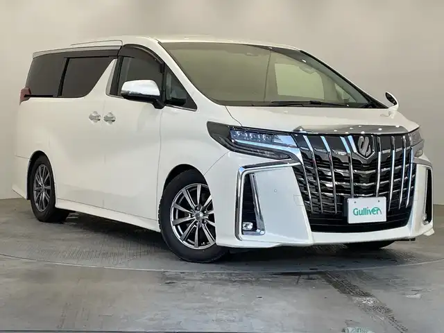 トヨタ アルファード SC 栃木県 2019(平31)年 4.9万km ラグジュアリーホワイトパールクリスタルシャインガラスフレーク 純正ナビ/（CD/DVD/フルセグTV/Bluetooth）/バックカメラ/フリップダウンモニター/トヨタセーフティセンス/・プリクラッシュセーフティ/・レーントレーシングアシスト/・レーンディパーチャーアラート/・ロードサインアシスト/・レーダークルーズコントロール/・オートマチックハイビーム/・先行車発進アラーム/コーナーセンサー/ETC/前後ドラレコ/前席パワーシート/シートヒーター/シートベンチレーション/両側パワースライドドア/社外AW/LEDヘッドライト/純正フロアマット/スマートキー/プッシュスタート