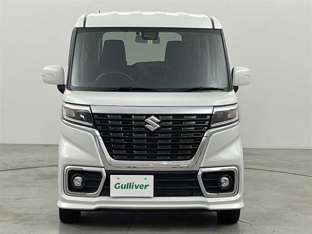 スズキ スペーシア カスタム HYBRID XS 福岡県 2018(平30)年 2.7万km ピュアホワイトP 社外８型ナビ（ＢＴ，フルセグＴＶ）　/バックカメラ　/ヘッドレストモニター　/ＥＴＣ　/コーナーセンサー　/衝突被害軽減ブレーキ　/レーンキープ　/アイドリングストップ　/両側電動スライドドア　/シートヒーター　/ＬＥＤ
