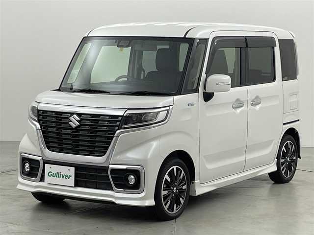 スズキ スペーシア カスタム HYBRID XS 福岡県 2018(平30)年 2.7万km ピュアホワイトP 社外８型ナビ（ＢＴ，フルセグＴＶ）　/バックカメラ　/ヘッドレストモニター　/ＥＴＣ　/コーナーセンサー　/衝突被害軽減ブレーキ　/レーンキープ　/アイドリングストップ　/両側電動スライドドア　/シートヒーター　/ＬＥＤ