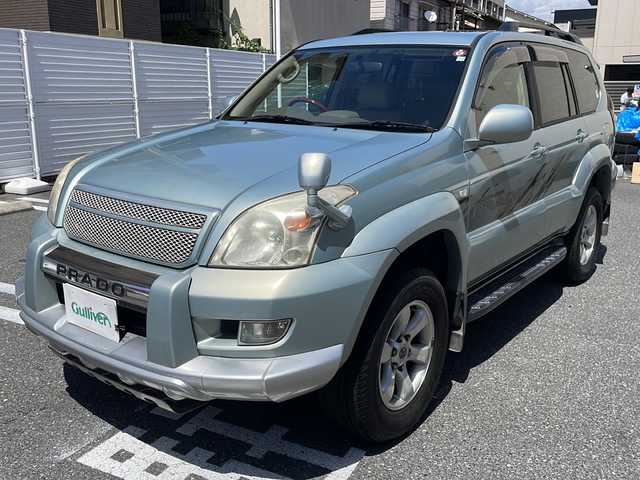 トヨタ ランドクルーザー プラド TX 広島県 2004(平16)年 6.6万km ライトブルー /登録時走行距離/　　　　　　　65207キロ/ワンオーナー/4WD/サンルーフ/純正ナビ/スペアキー×１/ETC/新車時整備手帳/　　【保証書】/取扱説明書/