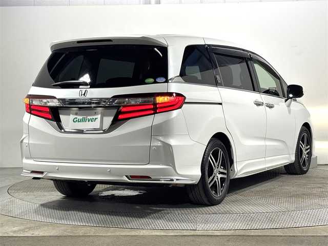 ホンダ オデッセイ アブソルート 20thアニバーサリー 大阪府 2014(平26)年 6.6万km ホワイトオーキッドパール 純正ナビTV 360カメラ 後席モニター ETC 両側パワースライドドア ハーフレザー パワーシート 衝突軽減 クルコン クリアランスソナー パドルシフト ドラレコ