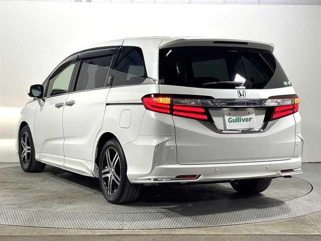 ホンダ オデッセイ アブソルート 20thアニバーサリー 大阪府 2014(平26)年 6.6万km ホワイトオーキッドパール 純正ナビTV 360カメラ 後席モニター ETC 両側パワースライドドア ハーフレザー パワーシート 衝突軽減 クルコン クリアランスソナー パドルシフト ドラレコ