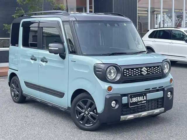 スズキ スペーシア ギア HYBRID XZターボ 滋賀県 2022(令4)年 2.6万km オフブルーメタリック/ガンメタリック2トーンルーフ ワンオーナー /衝突軽減ブレーキ/HUD/ACC/LKA/デジタルインナーミラー/純正ナビ/（CD/DVD/DTV/BT/CarPlay）/360°カメラ/両側パワースライドドア/ドライブレコーダー/保証書/取説