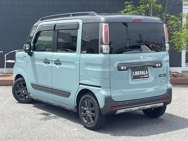 スズキ スペーシア ギア HYBRID XZターボ 滋賀県 2022(令4)年 2.6万km オフブルーメタリック/ガンメタリック2トーンルーフ ワンオーナー /衝突軽減ブレーキ/HUD/ACC/LKA/デジタルインナーミラー/純正ナビ/（CD/DVD/DTV/BT/CarPlay）/360°カメラ/両側パワースライドドア/ドライブレコーダー/保証書/取説