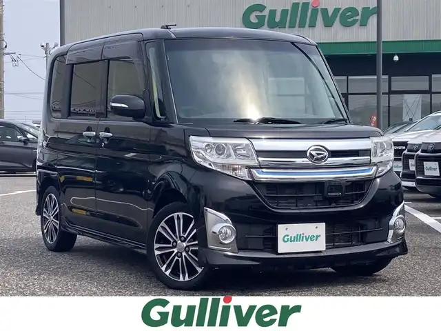 ダイハツ タント カスタム RS トップED SA 島根県 2014(平26)年 4.1万km ブラックマイカメタリック 〇社外ナビ(CD/DVD/BT/フルセグ)/〇両側パワースライドドア/〇バックカメラ/〇ETC/〇スマートアシスト/〇低速衝突回避支援ブレーキ機能/〇アイドリングストップ/〇LEDヘッドランプ/〇オートライト/〇オートエアコン/〇合皮/ファブリックコンビシート/〇シートカバー取付/〇純正15インチアルミ/〇禁煙車