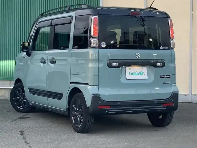スズキ スペーシア ギア マイスタイル 福岡県 2023(令5)年 1.9万km オフブルーメタリック/ガンメタリック2トーンルーフ スズキセーフティサポート/レーンキープアシスト/ドラレコ/バックカメラ/アラウンドビューカメラ/BT/純正ナビ/CDチェンジャー/フルセグTV/純正アルミホイール/純正フロアマット/プッシュスタート/スマートキー/オートライト/LEDヘッド/ルーフレール