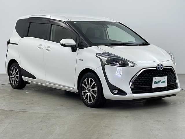 トヨタ シエンタ ハイブリッド G クエロ 道央・札幌 2019(平31)年 1.7万km ホワイトパールクリスタルシャイン ・ワンオーナー/・ハイブリッド/・純正SDナビTV&CD&DVD&BT/・トヨタセーフティセンス/・LDA/・プリクラッシュセーフティ/・クリアランスソナー/・先行車発進お知らせ/・両側パワースライドドア/・全方位カメラ/・クルーズコントロール/・サマータイヤゴムのみ積込/・ハーフレザーシート/・革巻きステアリング/・ステアリングスイッチ/・ビルトインETC/・オートマチックハイビーム/・オートライト/・LEDヘッドライト/・LEDフォグ/・ECOMODE/・EVMODE/・スマートキー/・プッシュスタート/・横滑り防止