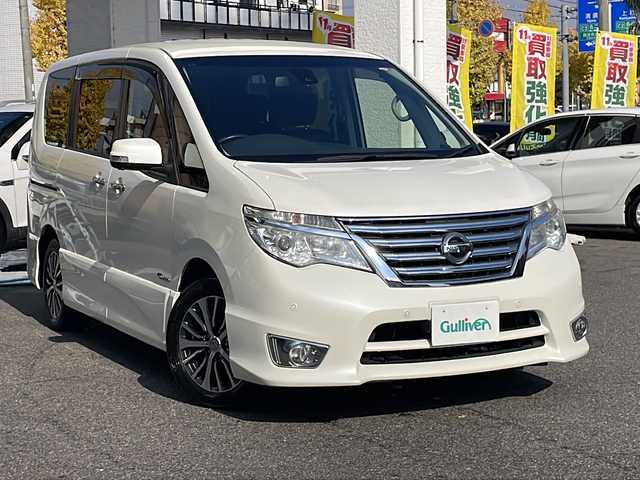 日産 セレナ ハイウェイスター S HV Vセレ 愛知県 2015(平27)年 11.6万km ホワイト /ワンオーナー//取扱説明書//保証書//記録簿//福祉車両//寒冷地仕様//アラウンドビュー//スマートキー//メモリナビ//ワンセグテレビ//バックカメラ//フリップダウンモニター//アイドリングストップ//クルーズコントロール//ドアバイザー//プッシュスタート//両側パワースライドドア//ETC//本革巻きステアリング//エコモード切替スイッチ//ISOFIX//クルーズコントロール//横揺れ防止//プリクラッシュ//純正マット//純正バザー//レーンキープアシスト//電格格納ミラー//UVカットガラス//プライバシーガラス//衝突安全ボディー//ブレーキアシスト//ステアリングテレスコピック機構//トラクションコントロール