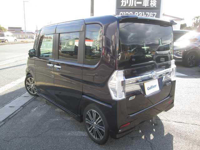 ダイハツ タント カスタム RS SA 広島県 2014(平26)年 5.7万km ナイトシャドーパープルクリスタルM 新車ワンオーナー/両側パワースライドドア/スマートアシスト/革調シートカバー/ローダウン/オートライト/エコアイドル/新車保証書/取扱説明書